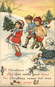 Tuck HKB Christmas Playtime Ser 550 Cute Kids Toy Swords Vintage Postcard