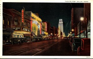Texas Dallas Theatre Row At Night 1934 Curteich
