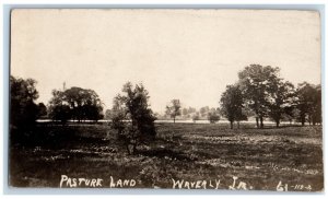 Waverly Iowa IA Postcard RPPC Photo View Of Pasture Land Trees 1913 Antique