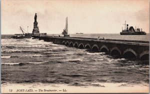 Egypt Port Said The Breakwater Vintage Postcard C159