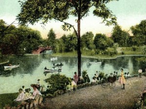 Circa 1910 People Canoes at Benton Park, St. Louis, MO Vintage  Postcard P23 