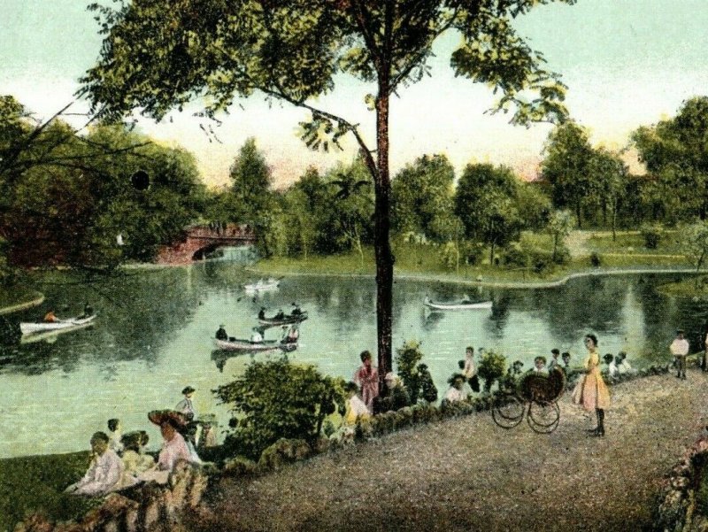 Circa 1910 People Canoes at Benton Park, St. Louis, MO Vintage  Postcard P23 