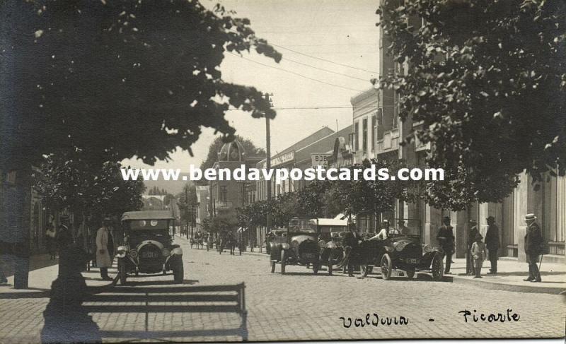 chile, VALDIVIA, Avenida Ramon Picarte, Old Cars (1920s) RPPC