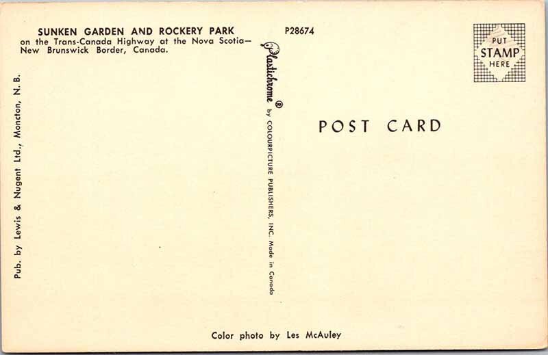 Postcard GARDEN SCENE Moncton New Brunswick NB AK2553