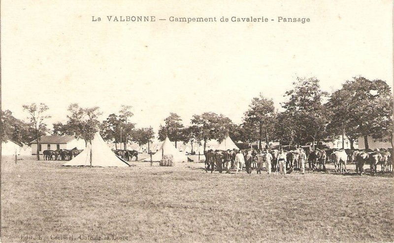 Horses. La Valbonne. Campament de Cavalerie Old vintage French photo postcard