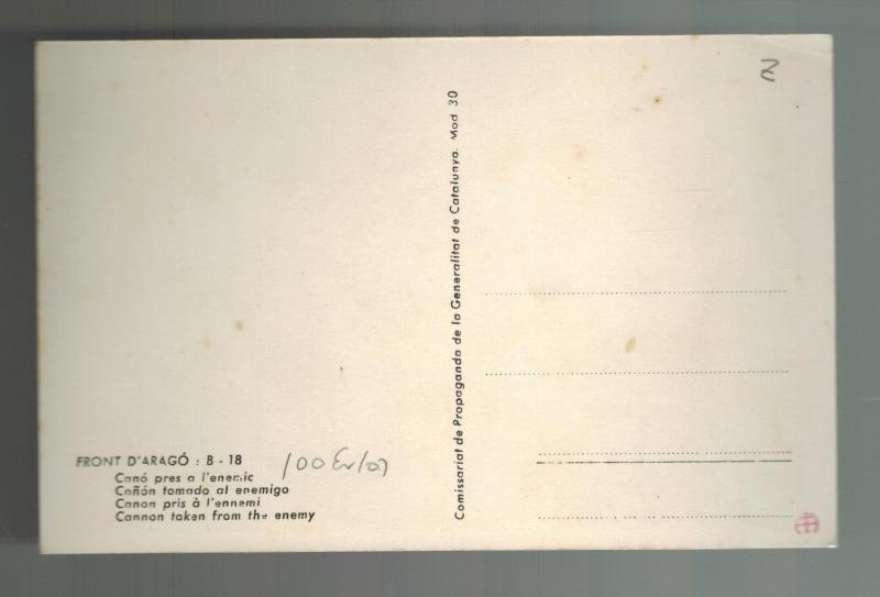 Menta España Guerra Civil RPPC Tarjeta Postal Aragón Frontal Republicana Anti