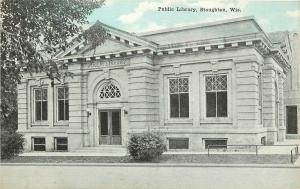 Vintage Postcard Carnegie Public Library Stoughton WI Dane County