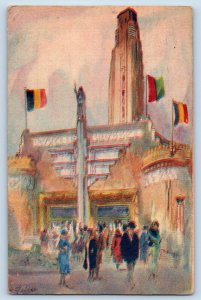 Brussels Belgium Postcard City Palace 1935 Exposition Posted Vintage