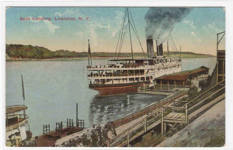 Steamer Boat Landing Lewiston New York 1910c postcard