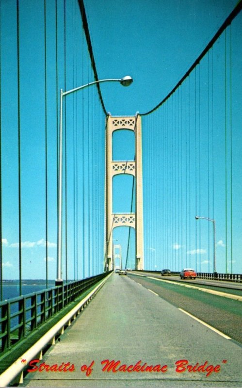 Michigan Straits Of Mackinac Bridge 1967