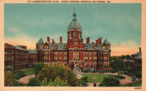Vintage Postcard Administration Building John Hopkins Hospital Baltimore MD