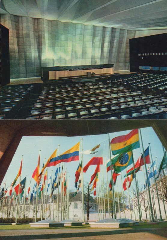 United Nations Main Conference Hall Flags 2x Postcard s