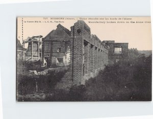 Postcard Manufactury broken down on the Aisne river, La Guerre, Soissons, France