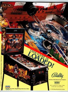 Black Rose Pinball Flyer Original 1992 Game 8.5 x 11 Pirate Treasure Ship Art