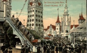 Coney Island New York NY Scaler Luna Amusement Park c1910 Vintage Postcard