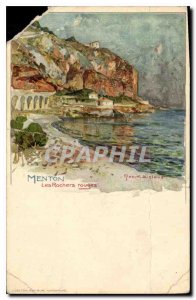 Old Postcard Menton Red Rocks