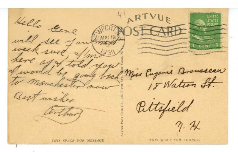 NH - Newport. Main Street ca1930's