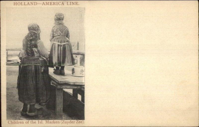 Steamship Holland Amerika America Line Children Isle of Marken c1905 PC