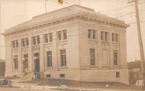 RPPC POST OFFICE CALAIS MAINE CAR MAILBOXES REAL PHOTO POSTCARD (1920s)