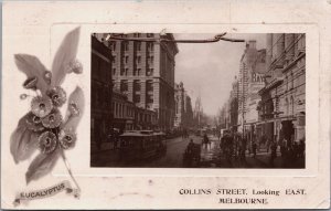 Australia Collins Street Looking East Melbourne Vintage RPPC C059