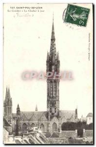 Postcard Old Saint Pol de Leon The Day has Creisker The Belfry