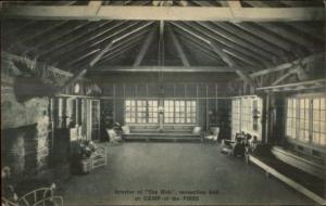 Willsboro NY Camp of the Pines Interior Rec Hall Old Postcard