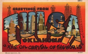 Vintage Postcard 1955 Large Letter Greetings From Tulsa Oklahoma Oil Capital OK