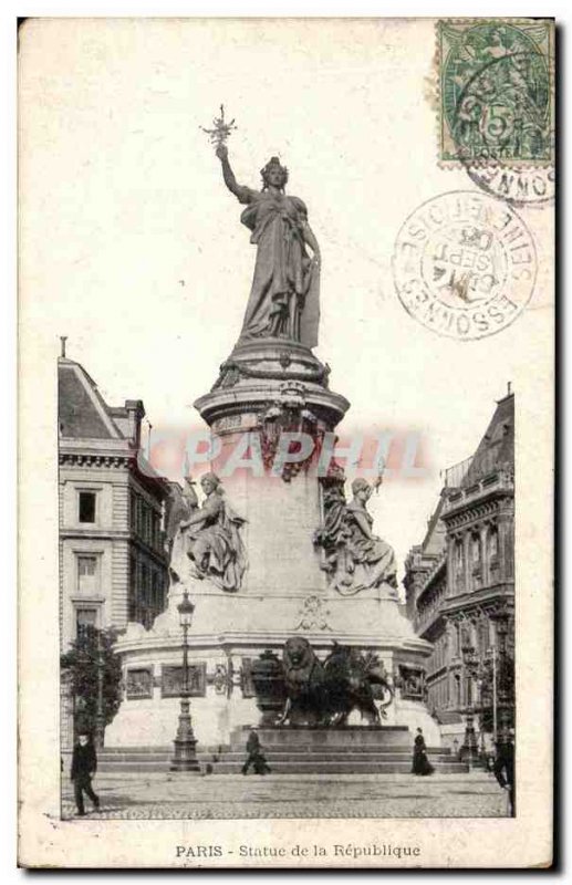 Old Postcard Paris Statue Of The Republic Lion