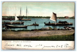 1907 Scene of Ferryboat on Tornedriver Finland Antique Posted Postcard