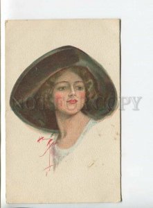 438371 Harrison FISHER Beauty & Value Lady in Hat Old postcard FINLAND No.30-25