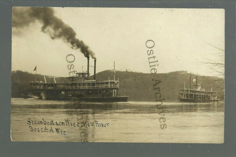 Boscobel WISCONSIN RP c1910 STEAMBOAT GRAND Steamers Steamboats RAPIDS River