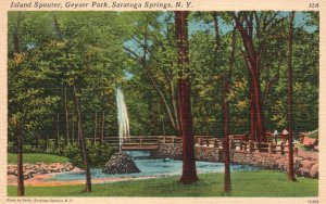 Vintage Postcard 1930's Island Spouter Geyser Park Saratoga Springs New York NY