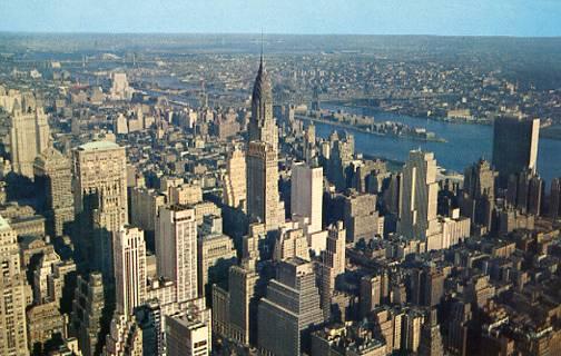 NY - New York City, View Looking Northeast from Empire State Building, 1950's