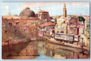 Jerusalem Israel Postcard Pool of Hezekiah c1910 Holy Land Oilette Tuck Art