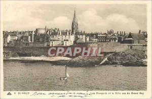 Postcard Old St Malo Ramparts and city seen from Grand Bey