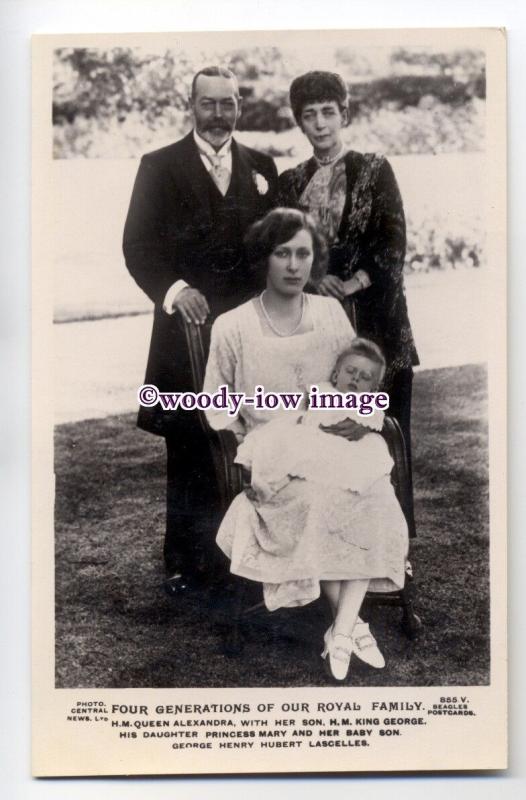 r0898 -  Queen Alexandra , King George V , Princess Mary & son George - postcard