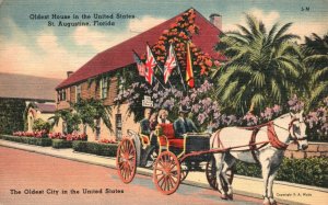 Vintage Postcard 1946 Oldest House In The United States St. Augustine Florida FL