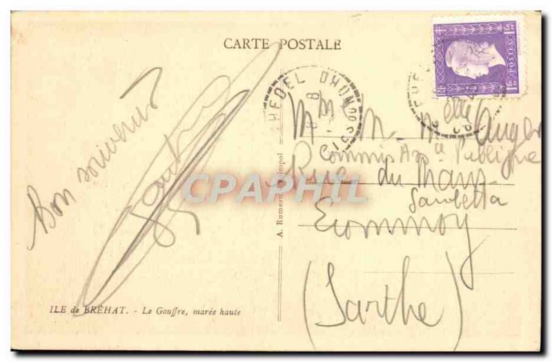 Old Postcard Island Brehat Chasm Maree Haute