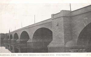 New Stone Bridge Connecticut River Hartford Connecticut CT Antique Postcard 1908