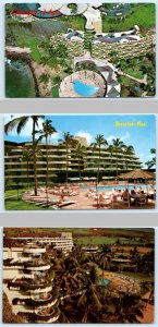3 Postcards KAANAPALI, Hawaii HI ~ Aerial SHERATON-MAUI HOTEL Swimming Pool