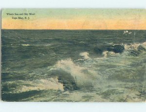 Divided-back WAVES OFF THE SHORE Cape May - Near Wildwood & Vineland NJ AD8196