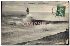 Old Postcard Lighthouse Treport Tempete d & # 39Equinoxe