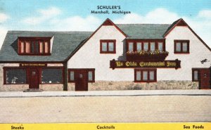 Vintage Postcard 1930s Ye Olde Centennial Inn House Room Schuler's Marshall Mich