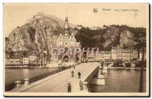 Belgie Belgium Dinant Postcard Old Bridge citadel and church