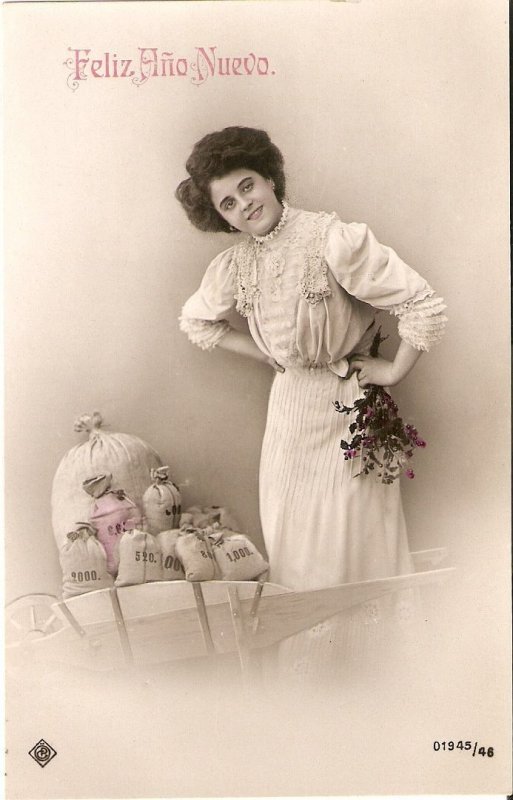 Beautiful ladies Nice set of six (6)) old vintage French photo postcards