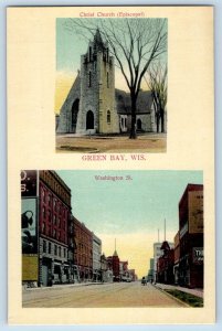 Green Bay Wisconsin WI Postcard Christ Church Episcopal Washington Street