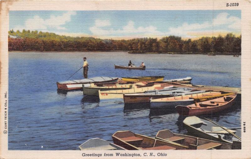 WASHINGTON COURT HOUSE OHIO~GREETINGS FROM POSTCARD 1940s