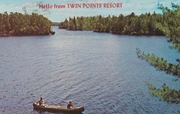Night Canoe Canoeing In Minnesota Hello From Twin Points Resort USA Postcard