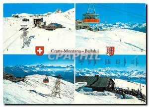 Postcard Modern Crans Montana Bellalui General view on the ski fields