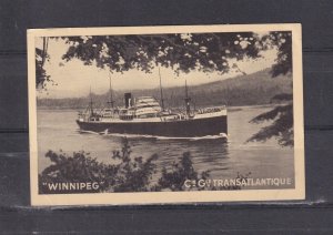 FRANCE, SHIP,   WINNIPEG ,  C.G.T. LINE, c1930 ppc., unused.